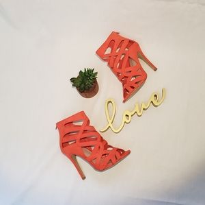 ALDO • Orange Suede Heels Size 6.5